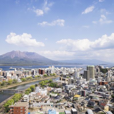 Sakurajima 2雙人床，豪華客房，2張雙人床，Sakurajima景觀 鹿兒島喜來登優惠