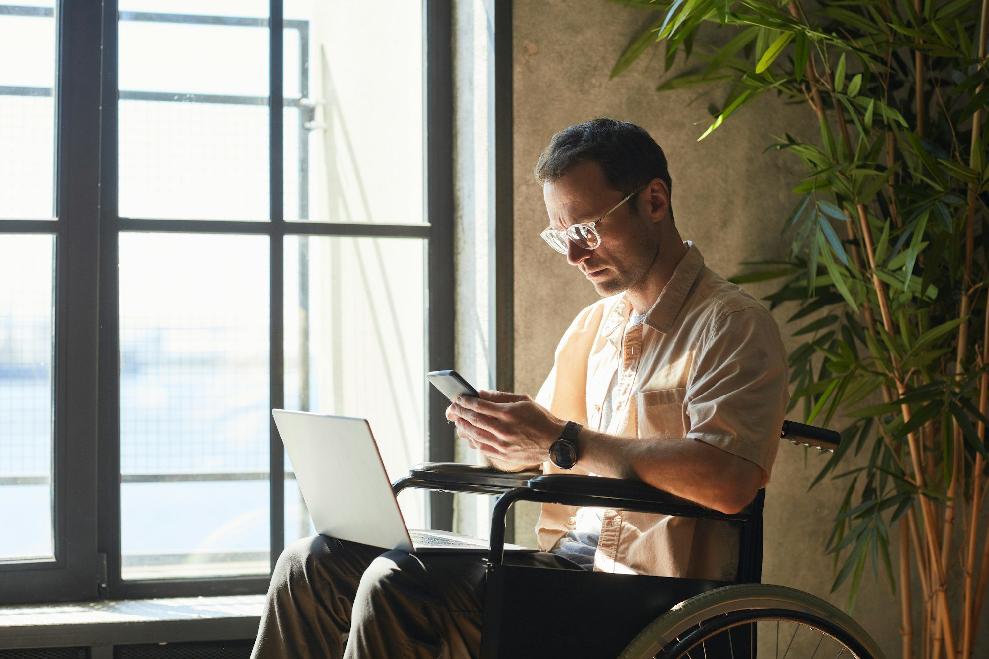 Successful Man with Disability Working