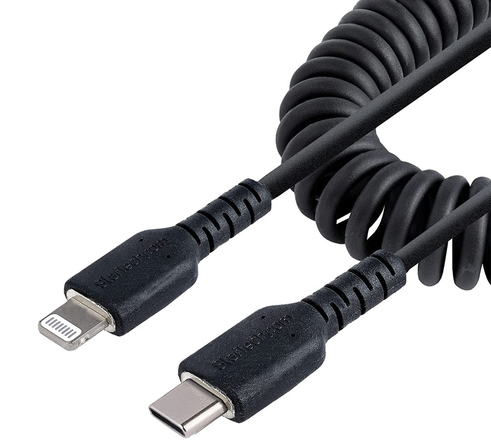 StarTech.com USB-C to Lightning Cable – Best coiled USB-C to Lightning cable