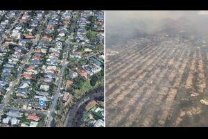 【アメリカ】カリフォルニア：ロサンゼルス山火事で一地区全体が消滅