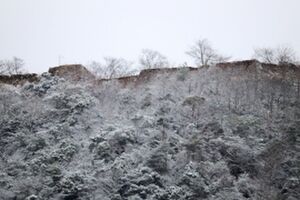 雪化粧の竹田城