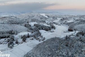 紫波町　赤沢雪風景　ドローン