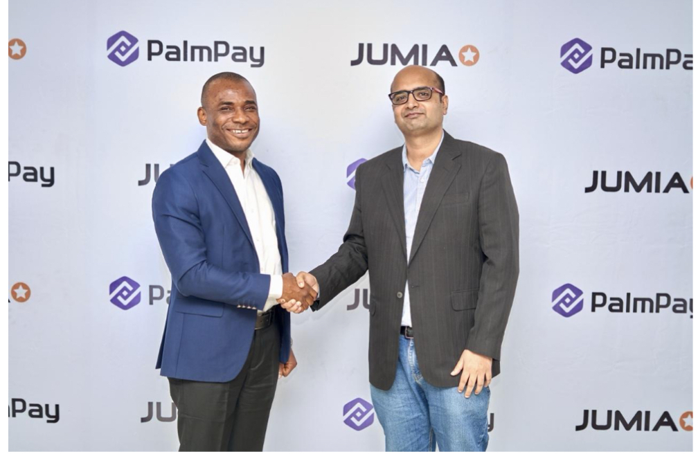 Managing Director, PalmPay, Chika Nwosu with Sunil Natraj, CEO, Jumia Nigeria.