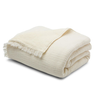 This is a natural throw blanket by HOUSE NO.23 called Alaia Sherpa Throw - Coconut in standard.