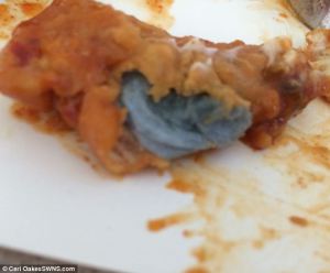 That's not blue meat. It's a blue hand towel. 