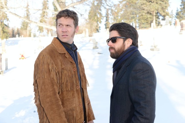 FARGO, (from left): Russell Harvard, Adam Goldberg, (Season 1, 2014). photo: Chris Large / © FX /