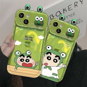 しんちゃんカバー付き化粧鏡アップル14/13/12/11スマホケースiPhoneXSMAX/XR全ケース7/8女