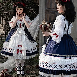 ロリータ ワンピース 半袖 コスプレ白雪姫 プリンセスワンピース 花嫁 シフォン