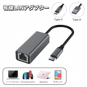 Type-C LANアダプタ 100Mbps USB LANアダプタ 有線接続 USB C LAN変換アダプター USB LAN変換アダプター 有線LANアダプター USB イーサネットアダプタ