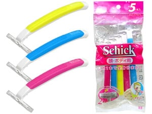 Schick 固定式カミソリ2枚刃 5P ピンク ブルー イエロー