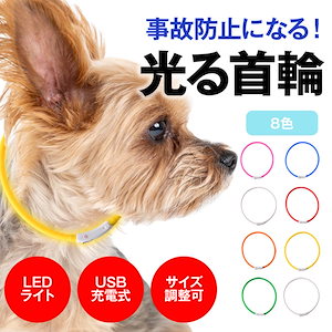 2024新入荷光る首輪 2個セット USB充電式 サイズ調整可 LEDライト 光る 首輪 ペット 犬 猫 カラー 点灯 点滅 小型犬 中型犬 大型犬 夜 散歩