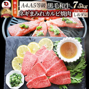 A4,A5等級 特選 黒毛和牛 カルビ焼肉 7.5kg ねぎまみれ 旨塩ダレ（ A4 ～ A5等級 ）牛肉 肉 お歳暮 クリスマス ギフト 食品 お祝い 霜降り 贅沢 黒毛