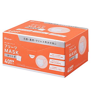 [アイリスオーヤマ] マスク 不織布 プリーツマスク 40枚入 子供用 学童 小さめ 耳が痛くならない PK-NV40G ホワイト 白