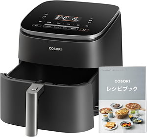 COSORI ノンフライヤー 6L大容量 家庭用 エアフライヤー DCモーター 高速 air fryer 発酵 ポテト 専用レシピ付き ブラック CAF-DC601