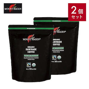 MOUNT HAGEN（マウントハーゲン）オーガニック フェアトレード カフェインレス インスタントコーヒー詰め替え用 ジップパック 200g【2個セット】 有機栽培 コーヒー 珈琲 coffe