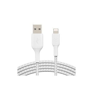 Belkin USB-A to ライトニングケーブル ブレイデッド編組 iPhone 13 / 12 / SE / 11 / XR 対応 急速充電 超高耐久 MFi認証 3M ホワイト BOOST C