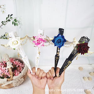 コスプレLolita茶会花嫁古典バラ扇子ダークゴシック風翼ヨーロッパ宮廷扇子道具扇子