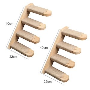 猫用壁掛けハンモック,1ピース,登山用家具,子猫用トイレ,木製の猫の木,家用 2pcs-cat stairs-left