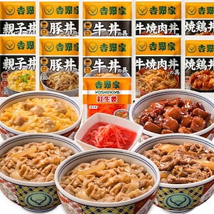 [冷凍]吉野家 6品目11袋セット 計11袋 (牛丼/豚丼/親子丼/牛焼肉丼/焼鶏丼 各2袋 / 紅生姜 1袋) レンジ湯せん調理OK 冷凍 (どんぶり 詰め合わせ)