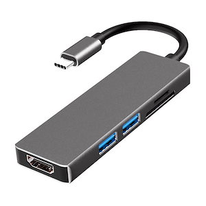 USB Type-C ハブ 5in1 SDカードリーダー HDMI ポート 4K USB 3.0 PD対応 SD/Micro TF カードリーダー 変換 電源 USB変換アダプター ケーブル micr