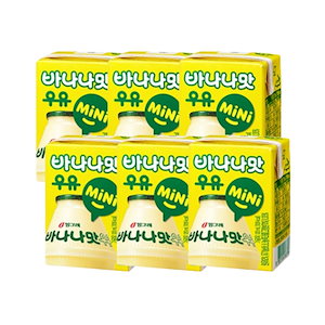 バナナ味ミルク mini 120ml x 6本セット 韓国人気飲料 定番バナナ牛乳 小容量 携帯便利 おうちカフェ おやつタイム 子供向け お徳用 韓国トレンド商品 ギフト用