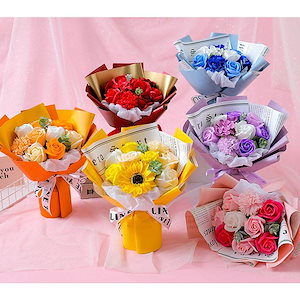 【wusu0bici】ソープフラワー 花束 プレゼントギフトボックス チューリップ 造花 花 ギフトボックス 枯れない 入浴剤 香り フラワー 誕生日 発表会 卒業式 母の日 敬老の日