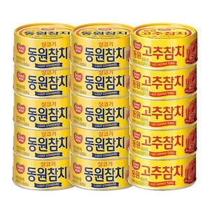 [韓国食品TOP10]ドンウォン ツナ肉 ライトスタンダード 85g x 10p + 唐辛子85g x 5p85g1セット