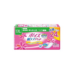 【即納】ポイズ 肌ケアパッド 長時間夜も安心用(スーパー)170cc お徳24枚 (女性の軽い尿もれ用) 12個セット