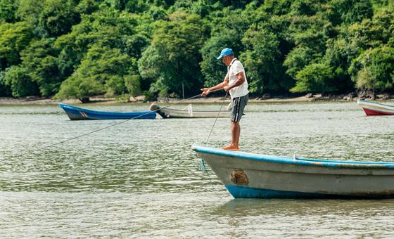 Fisherman in the Gulf of Nicoya, Costa Rica.