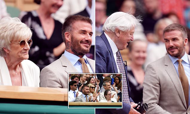 Taking tips on becoming a Sir? Becks sits next to national treasure David Attenborough in