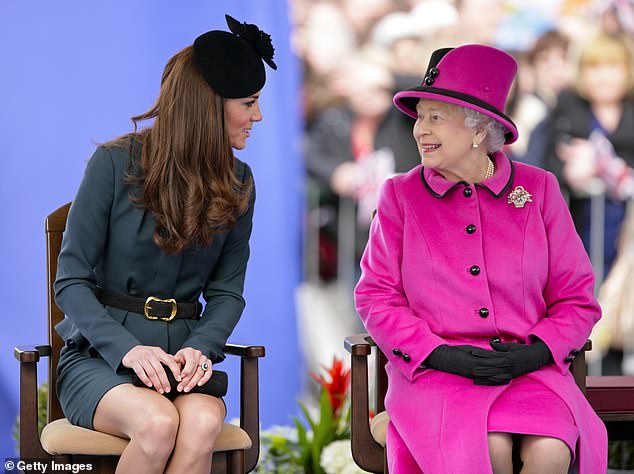 The Princess of Wales speaks to the late Queen Elizabeth as they attend an event celebrating the Queen's Diamond Jubilee in 2012