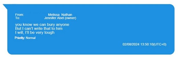 Many of the messages included in the complaint show exchanges between publicist Jennifer Abel and crisis management expert Melissa Nathan