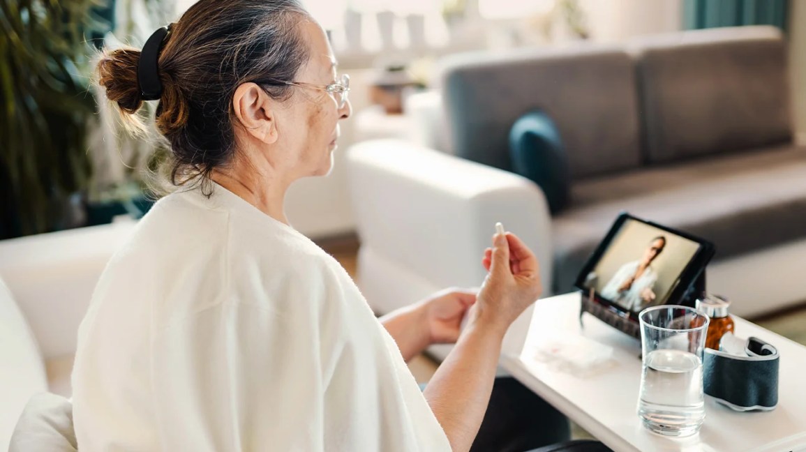 Woman on a tele health call