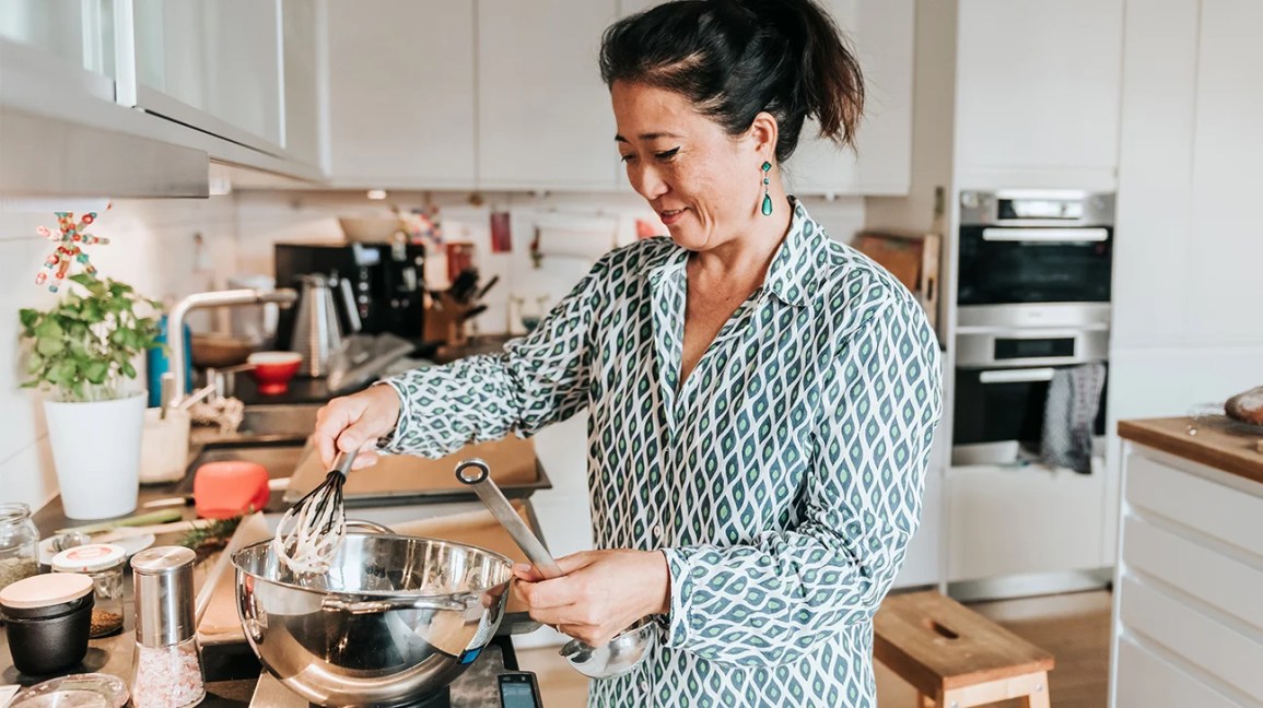 older woman cooking in the kitchen