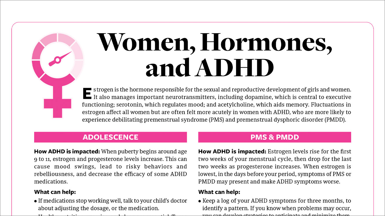 chart with information about women, hormones and ADHD