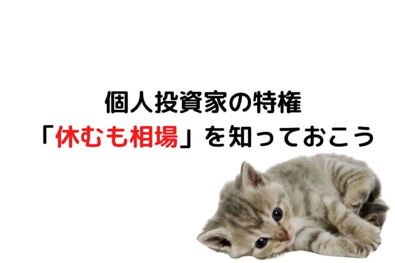 個人投資家の特権 「休むも相場」を知っておこう