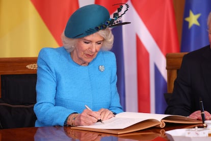 La reina Camila en su primera visita oficial a Alemania, el 29 de marzo de 2023.