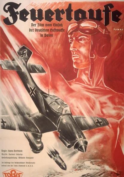 Peter Pewas, formado en la Bauhaus, firmó este poster para una película de propaganda nazi en 1945.