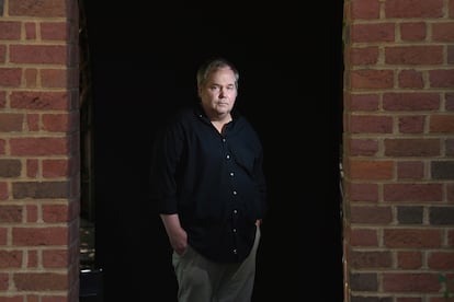 John Hinckley Jr. poses for a portrait in a park next to the Williamsburg Regional Library on Thursday, July 28, 2022.