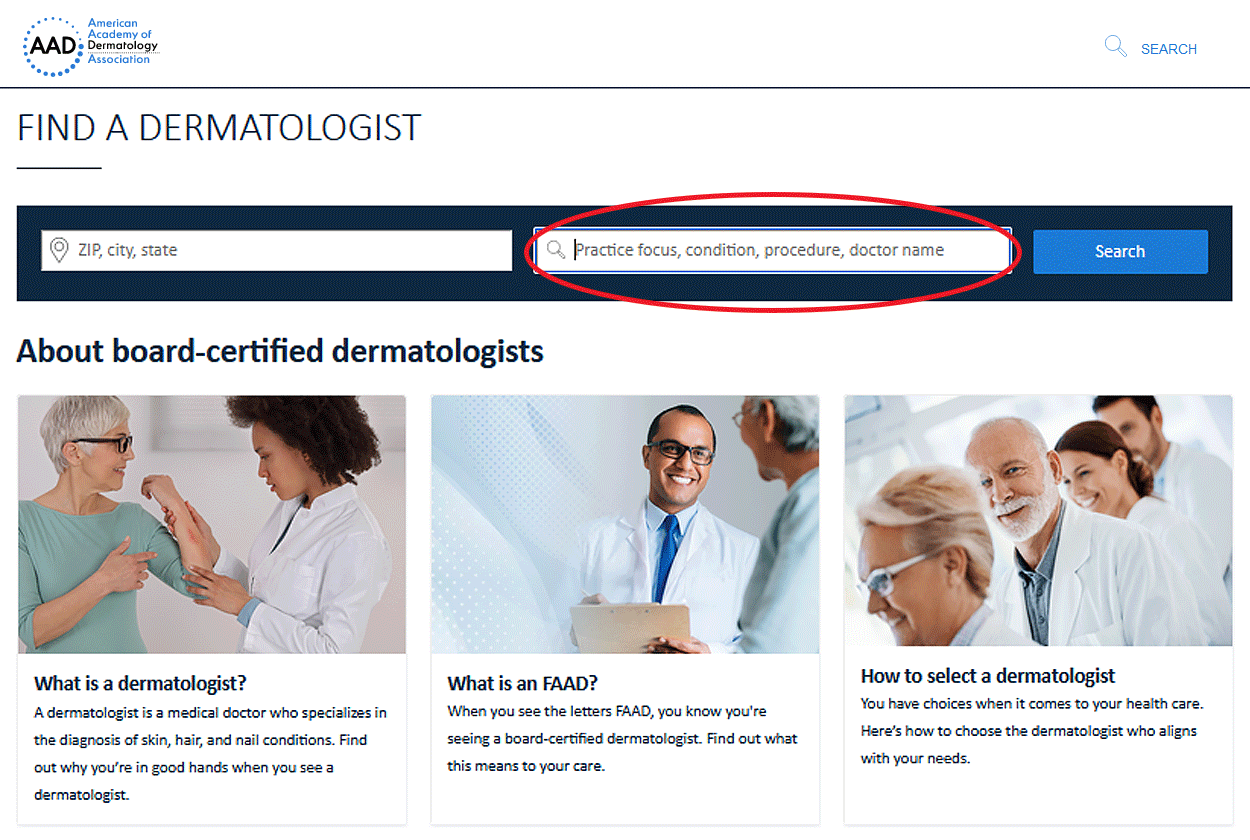 Find a dermatologist near you