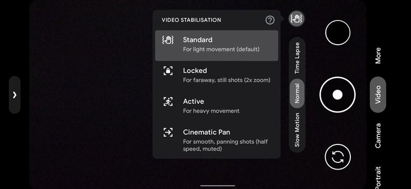 Google Pixel 5 screenshot video stabilisation