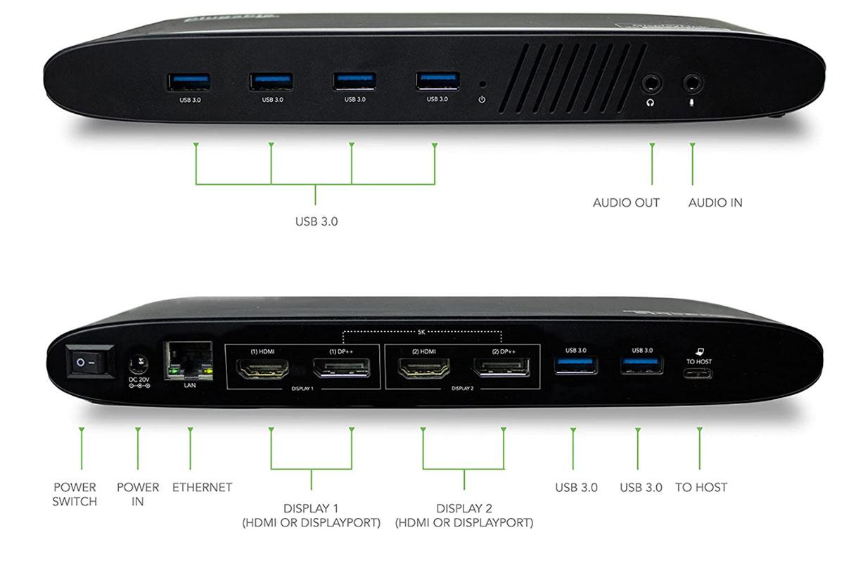 Plugable USB 3.0 Dual 4K Display Docking Station (UD-6950H) - HDMI and DisplayPort