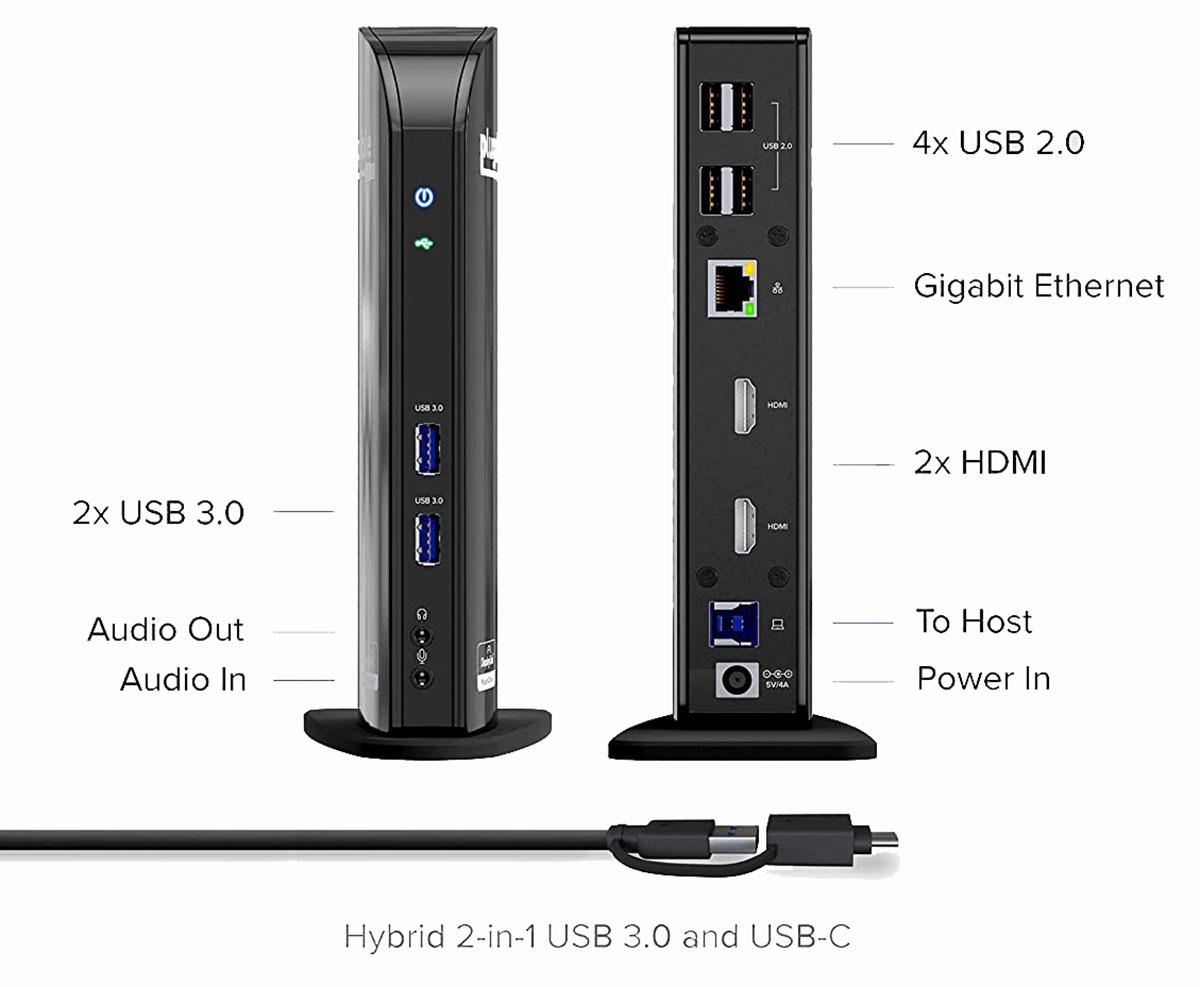 Plugable USB-C & USB 3.0 Dual HDMI USB Docking Station (UD-3900C)