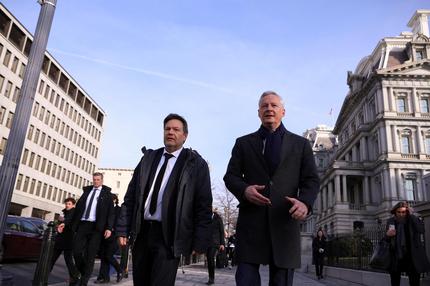 Subventionen: German Economy Minister Robert Habeck and French Minister for Economy, Finance, Industry and Digital Security Bruno Le Maire attend meetings in Washington, U.S., February 7, 2023.