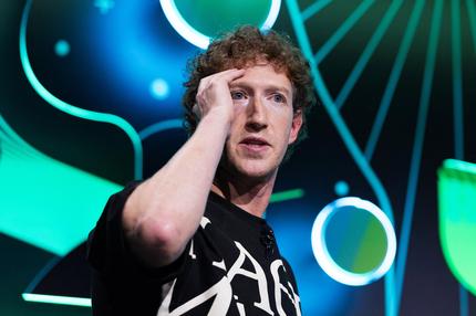 Meta: Meta's CEO Mark Zuckerberg mimics virtual reality glasses during a live recording panel at Acquired, a technology podcast, at the Chase Center in San Francisco, California, U.S., September 10, 2024. REUTERS/Laure Andrillon