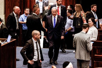 Israel: Israeli Prime Minister Benjamin Netanyahu and lawmakers gather at the Knesset plenum to vote on a bill that would limit some Supreme Court power, in Jerusalem July 24, 2023.