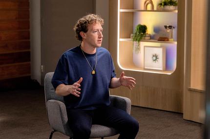 Llama 3.1: Mark Zuckerberg, chief executive officer of Meta Platforms Inc., during an interview on "The Circuit with Emily Chang" at Meta headquarters in Menlo Park, California, US, on Thursday, July 18, 2024. Facebook parent company Meta Platforms Inc. debuted a new and powerful AI model, called Llama 3.1, that Zuckerberg called "state of the art" and said will rival similar offerings from competitors. Photographer: Jason Henry/Bloomberg via Getty Images