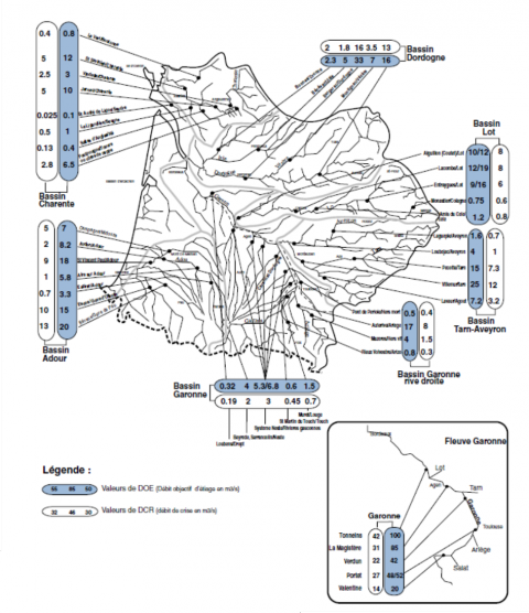 Carte 3. Les points nodaux du SDAGE (1996-2009)