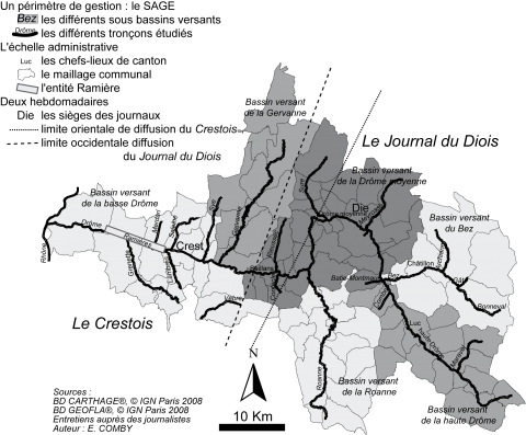 Figure 3. Les aires de diffusion des deux hebdomadaires choisis.