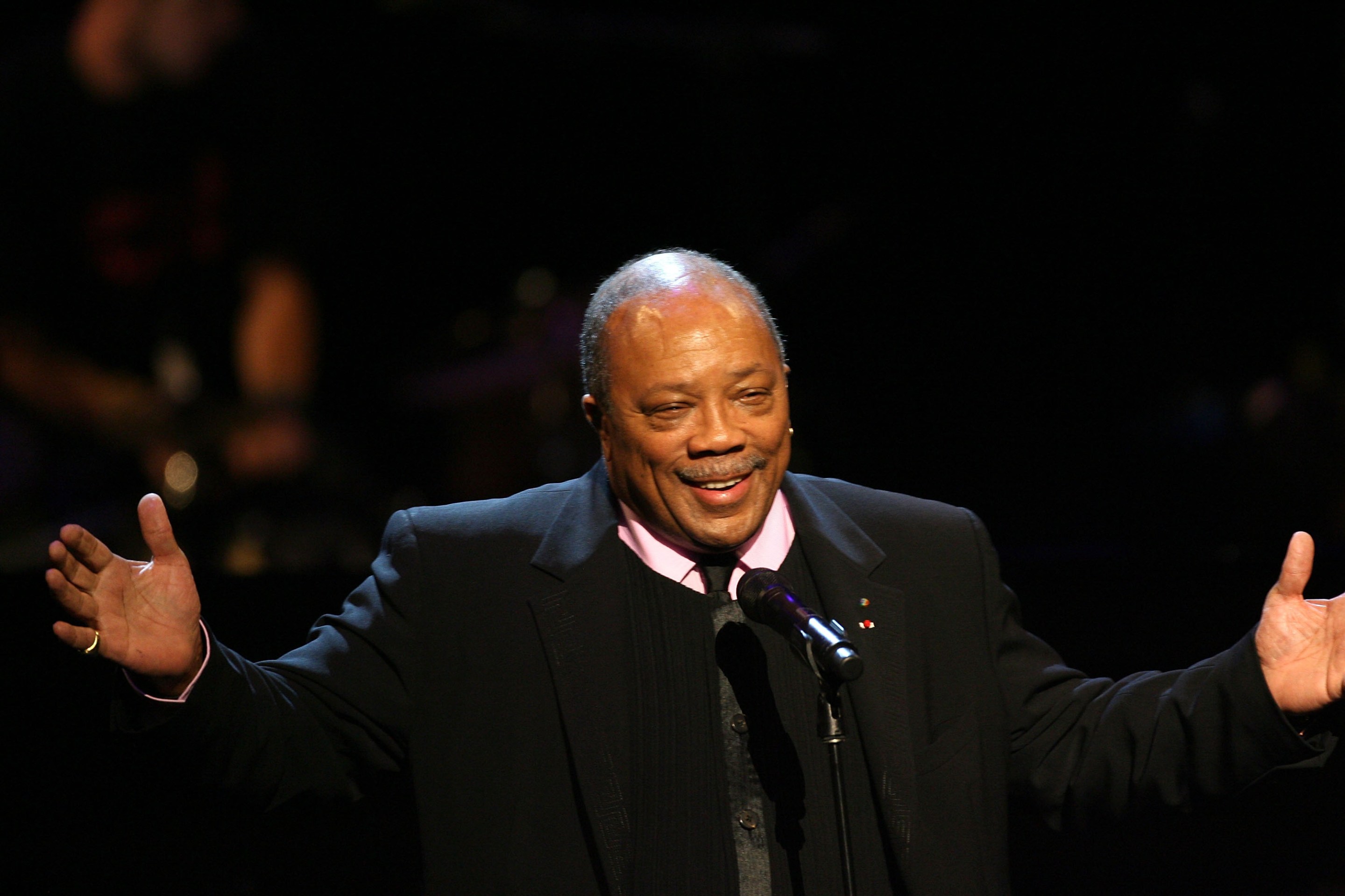 Quincy Jones on stage at The Thelonious Monk Institute of Jazz and The Recording Academy Los Angeles chapter honoring Herbie Hancock all star tribute concert at the Kodak Theatre